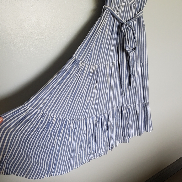 NWOT Monteau Tie-waist Midi Dress Vintage Striped Blue & White - Size Sm… - Picture 6 of 11